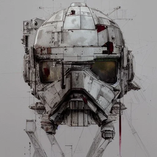 photorealistic at-at pilot helmet with weathered painting , illustration on coarse canvas by <agnes cecile> and <Yoji Shinkawa>, ornate and intricate details , soft smooth lighting, ultra detailed concept art,