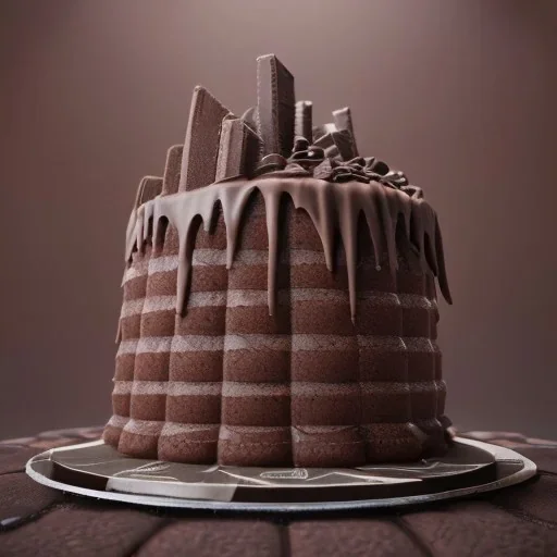 House cake chocolate waterfall made of chocolate is flowing, unreal engine