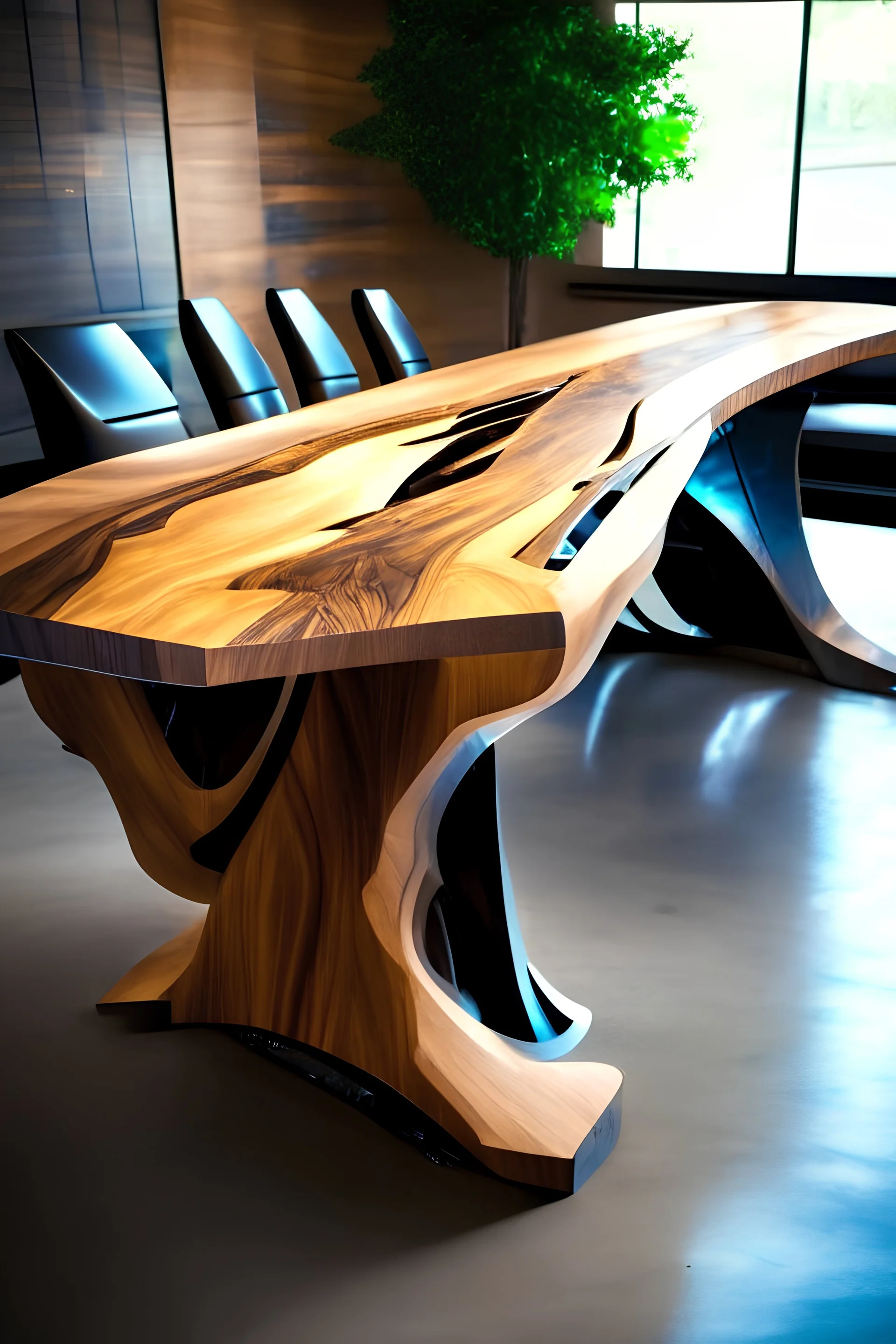 Futuristic live edge conference table