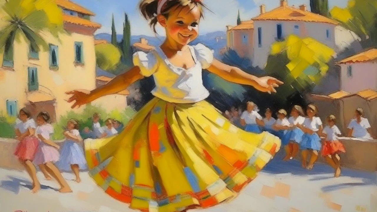 cote d'azur child dancing painting neoclassism 60