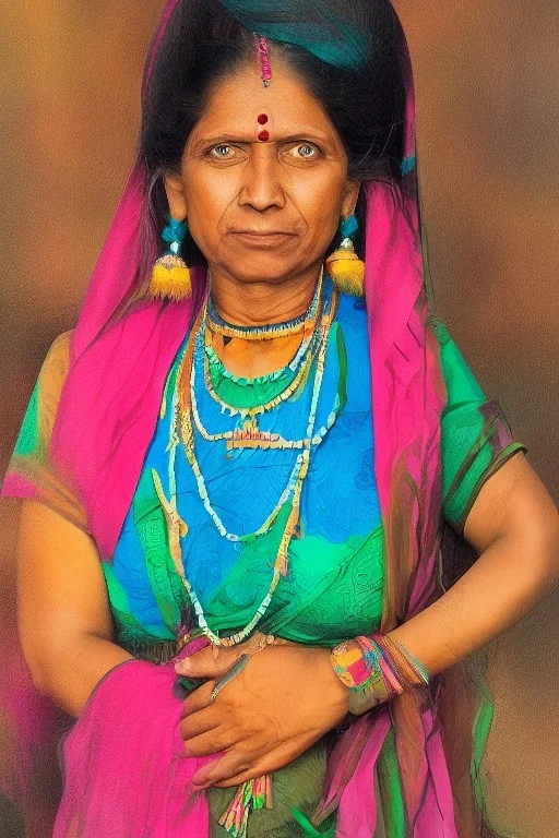 Portrait lady, full body shot, full-color medium shot indian