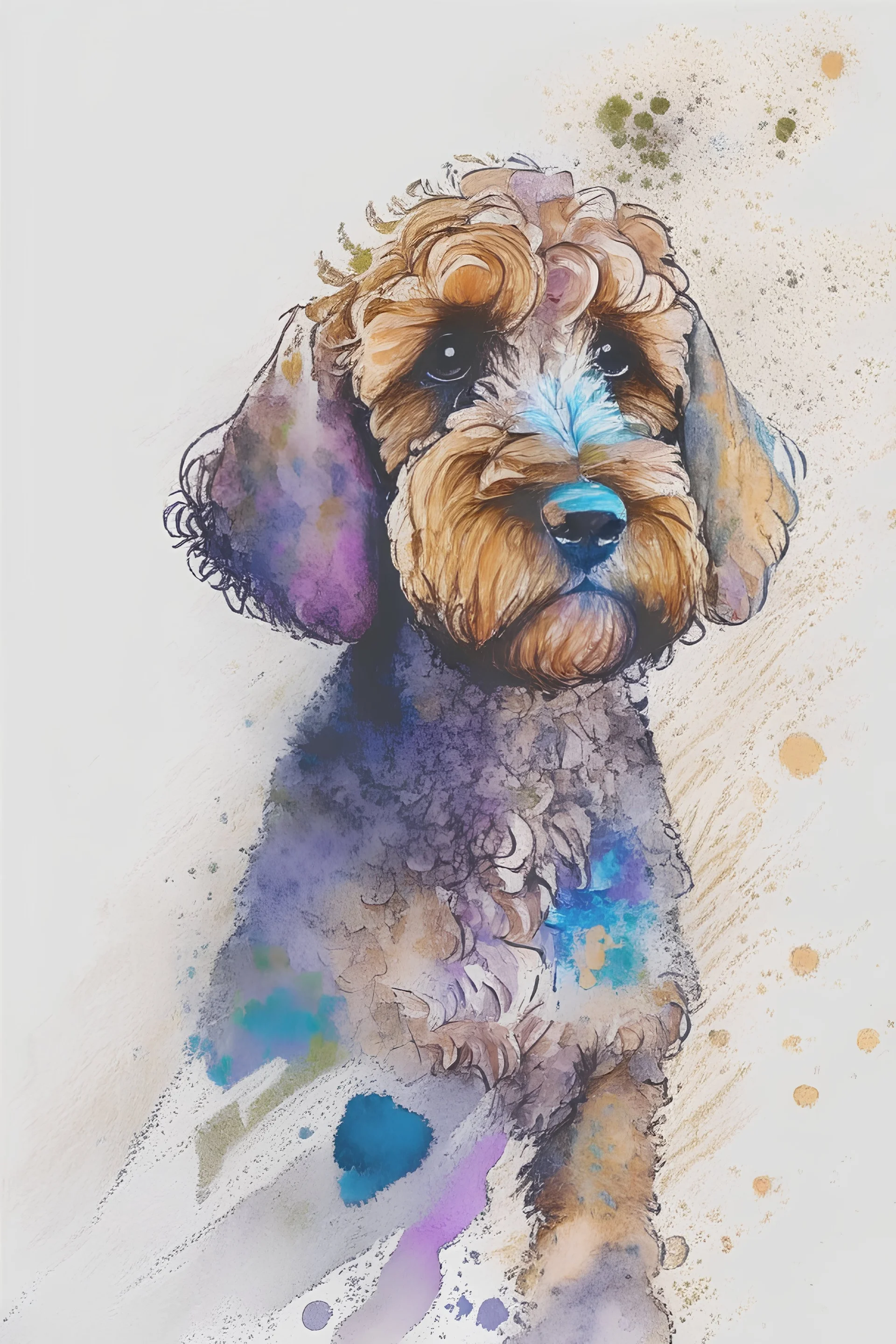 abstract watercolour of a cockapoo dog’s head