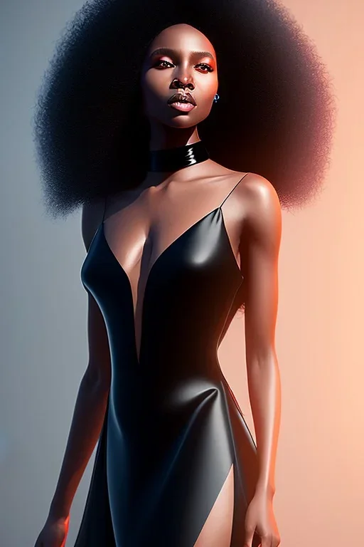 A portrait of a beautiful youthful black witch, with long black flowing hair, wearing a black skintight dress with a red scarf, wizard, magical, ethereal, Warm bright lighting. Concept art by wlop. Ultra quality 8k.