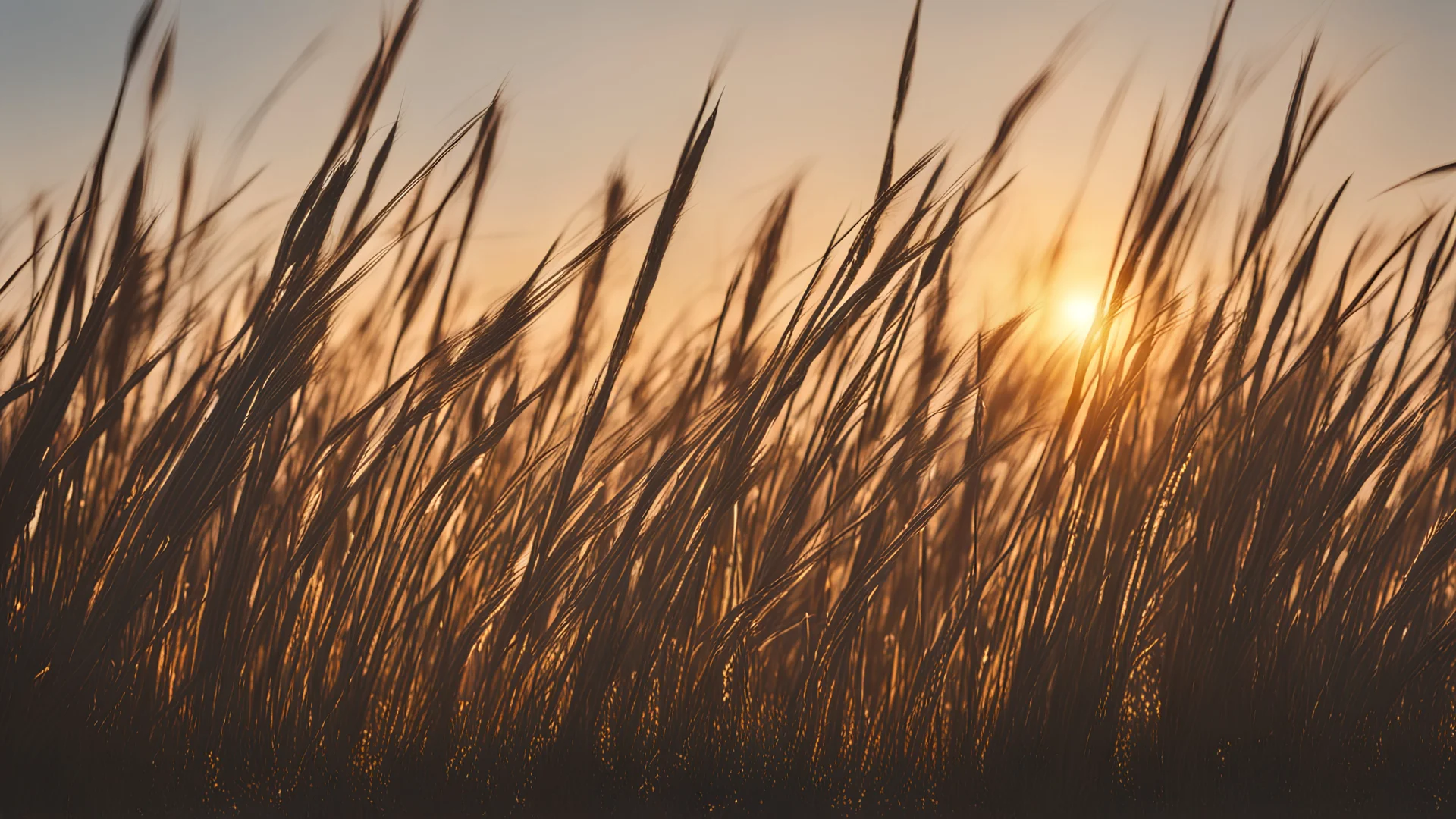 Reeds at sunset in the wind, backlight...