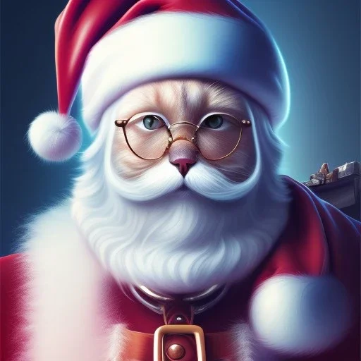 Portrait of cute cat, wearing santa, perfect composition, hyperrealistic, super detailed, 8k, high quality, trending art, trending on artstation, sharp focus, studio photo, intricate details, highly detailed, by greg rutkowski