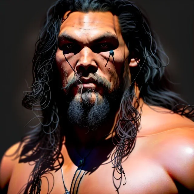 Jason Momoa toddler, full body, dramatic lighting, hyper realistic