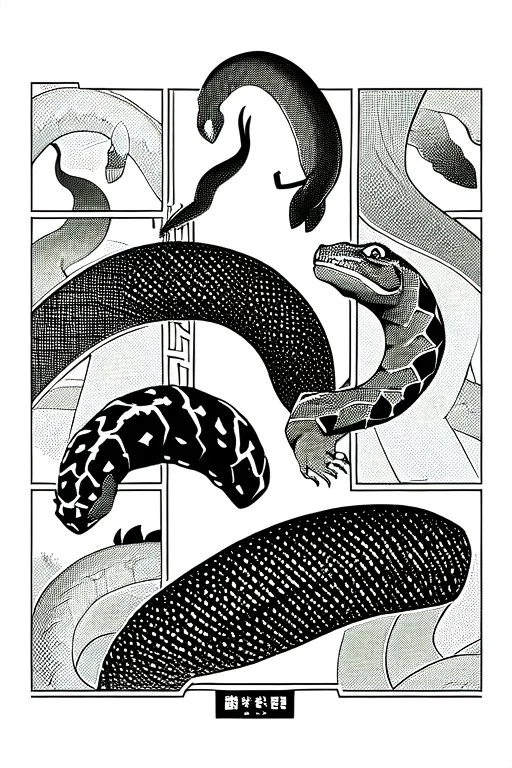 100 snakes, greyscale