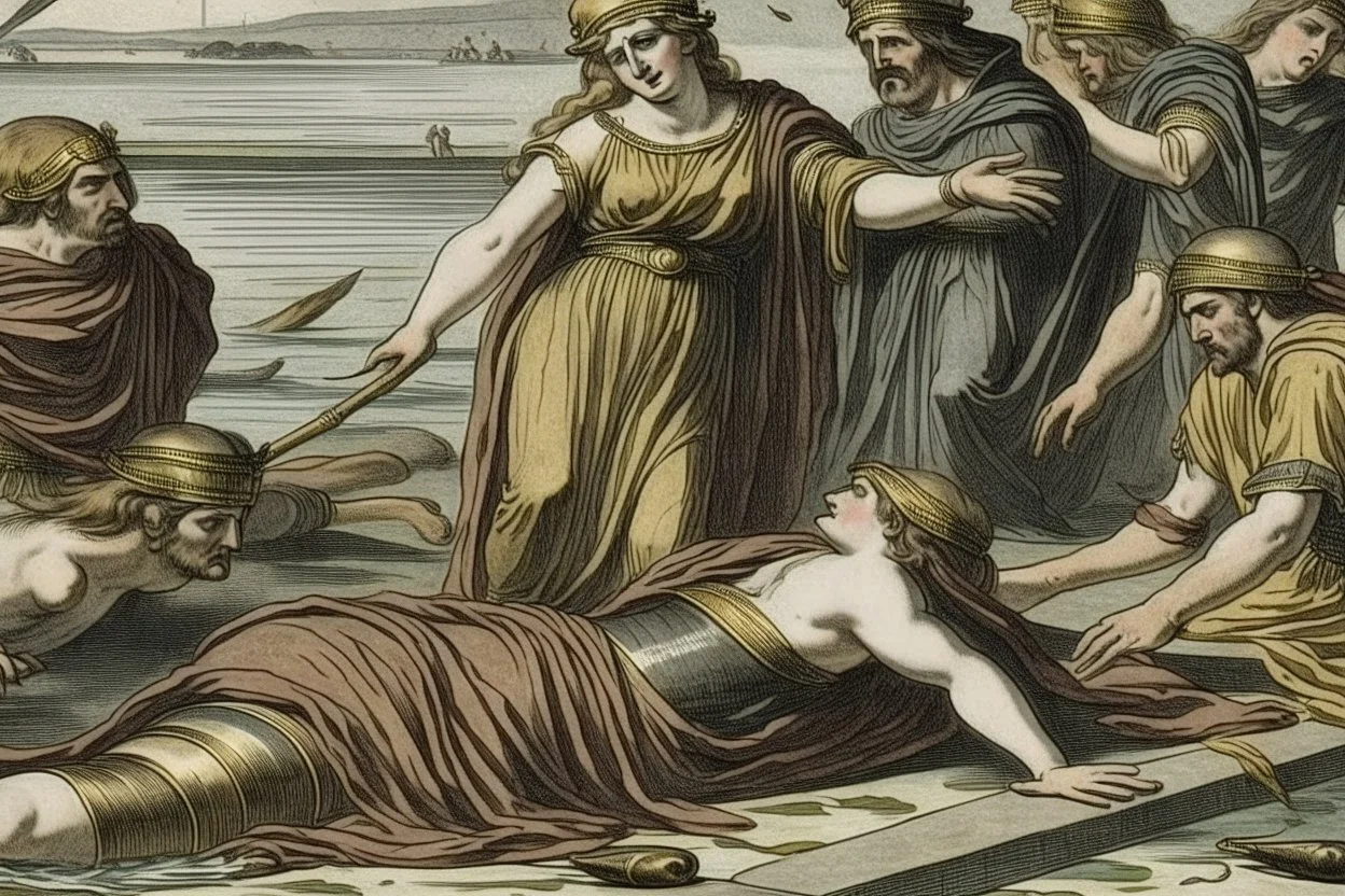 Agrippina reached the shore, Nero's men awaited her, and they mercilessly stabbed her to death stab her in the stomach