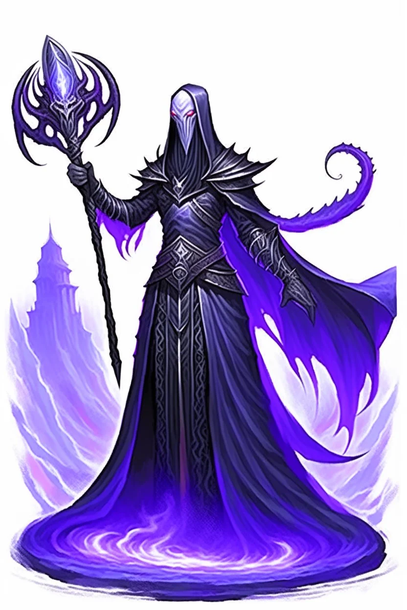 dnd Mindflayer holding an evil spear dnd art