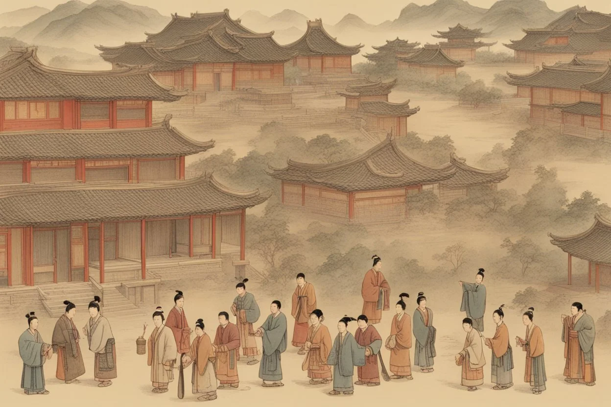 اشخاص وبيوت من الصين القديمه