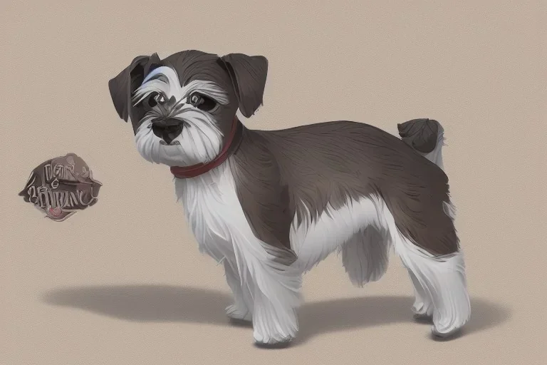 Cute salt and pepper miniature schnauzer Digital Art