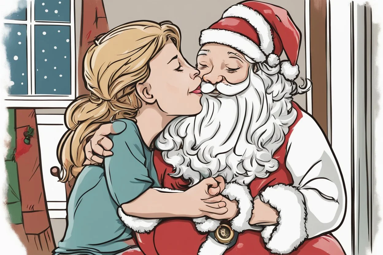 babbo natale che bacia la mamma