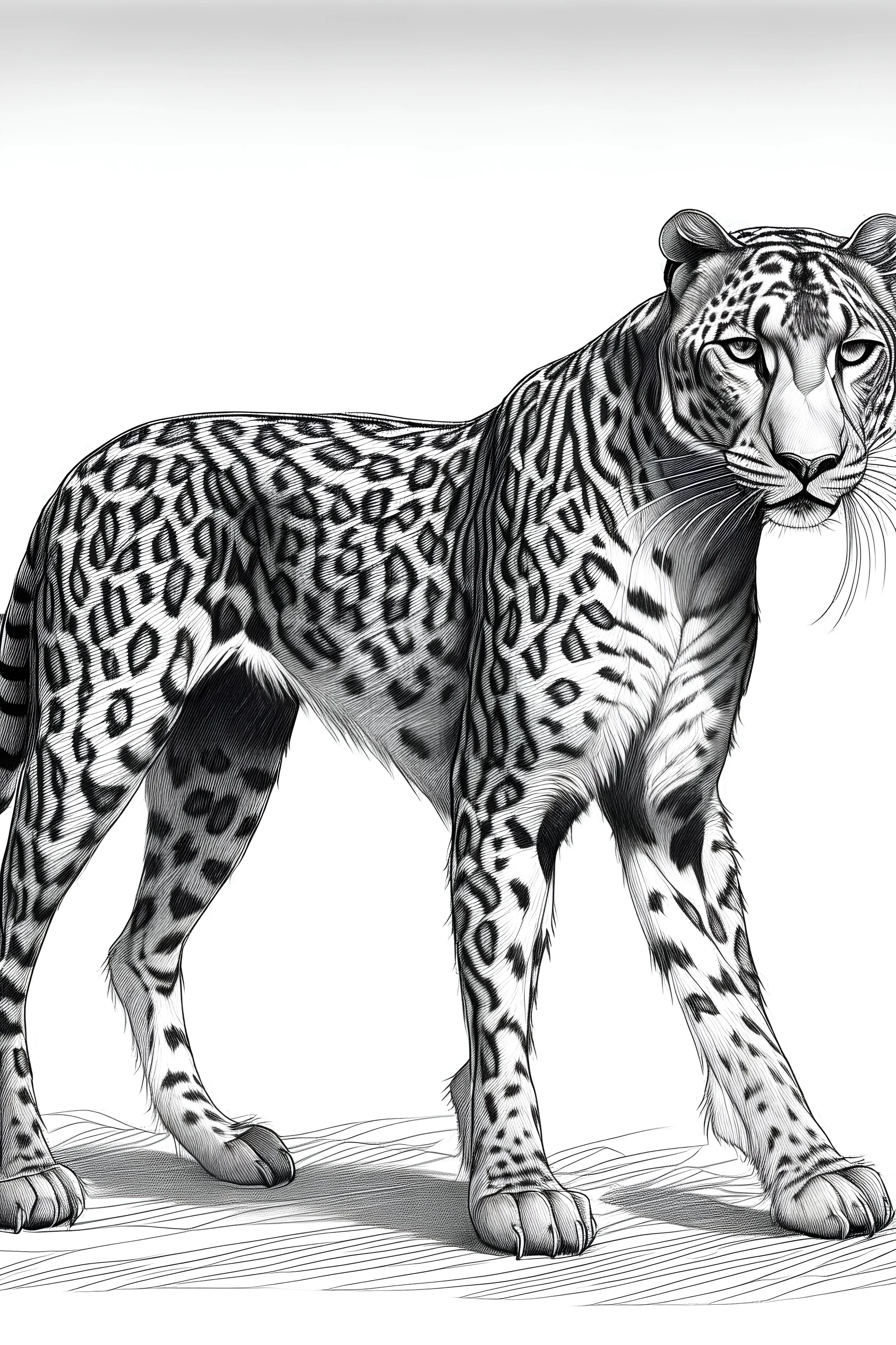 Draw Arabian leopard full body
