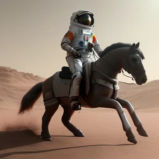 Riding horse astronaut mars