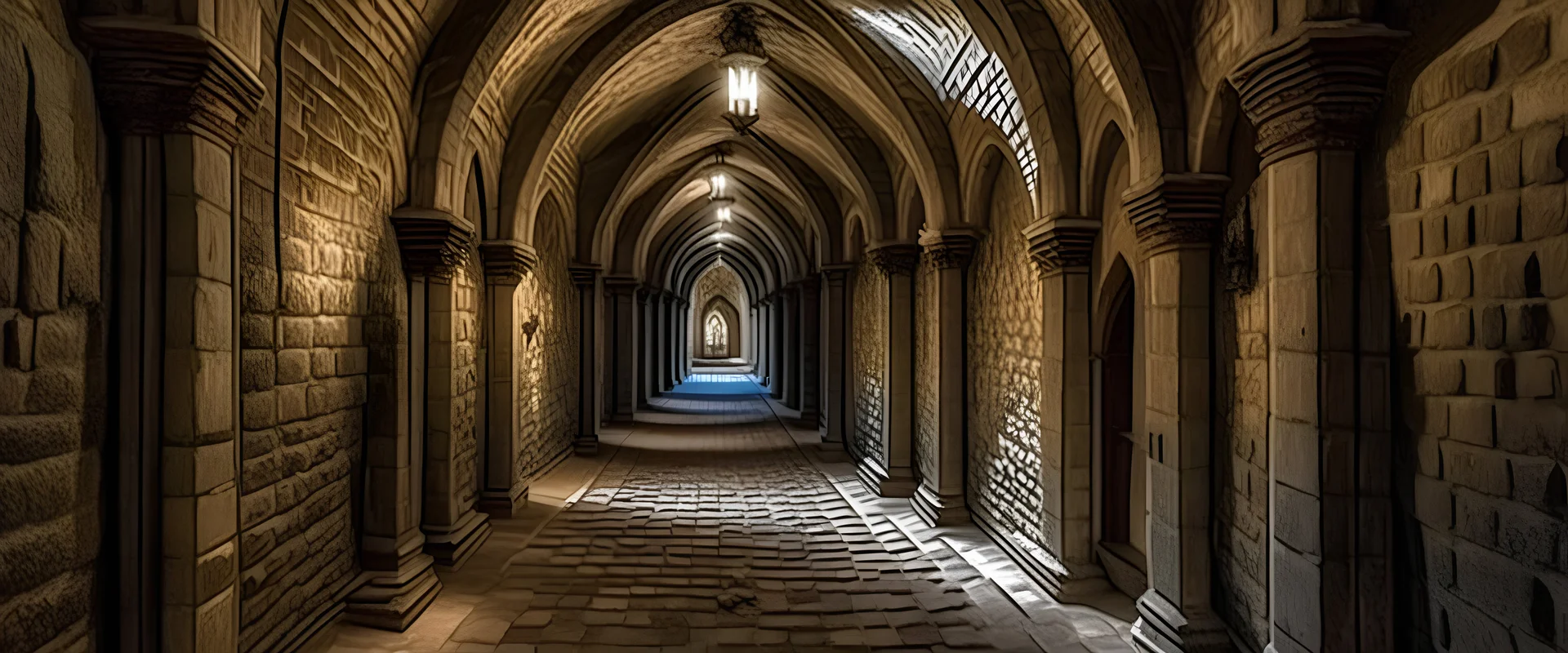 The image provides a unique glimpse of tunnels and passages beneath the Holy Sanctuary in the Middle Ages. The tunnels showcase architectural marvels that reflect the skill and creativity in constructing religious structures during this historical period. The passages appear in various shapes and sizes, indicating the complexity of the tunnel network and the architectural design of the place. The walls may be adorned with mosaics or artistic engravings that reflect the religious character of th