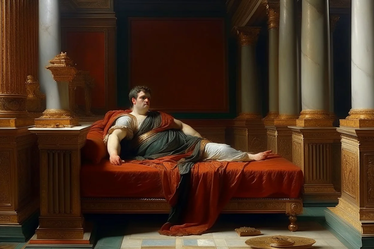 Emperor Nero IN quiet palace ON BED