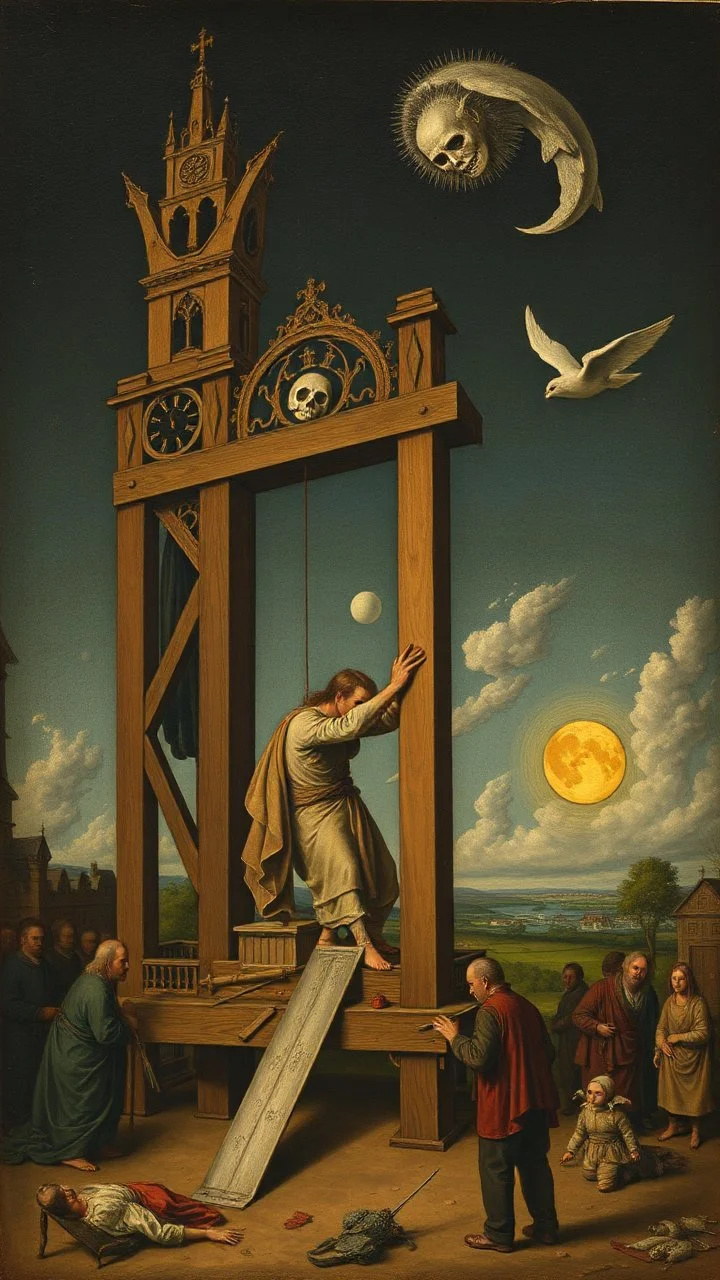 Hieronymus Bosch style ,death by the Guillotine