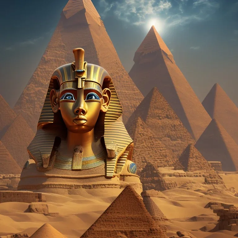 Egyptian pyramid buried in the sands, artistic painting, detailed painting elements with full HD quality, lasting and classic work, oil paint, 4K, 8K, 16K