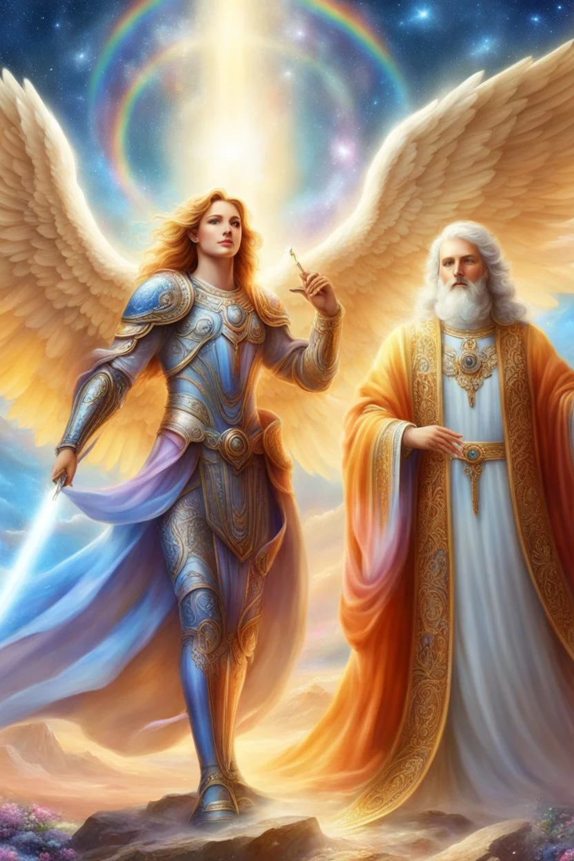 intergalactic,angels, beaux paysages fleuris,rainbows