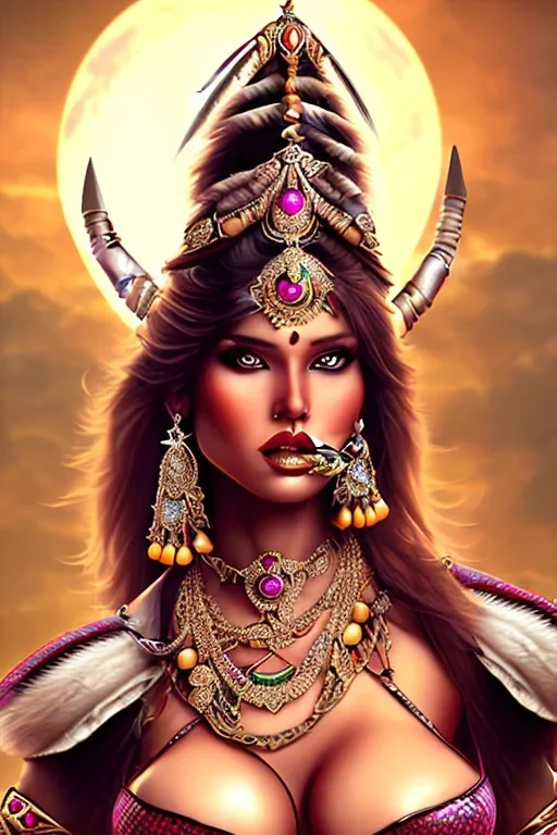 indian milf, skin, warrior princess, nacht, corsage, necklace, fantasy art