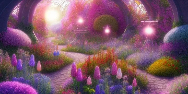 flower garden, pixies, glitter, pastel colors