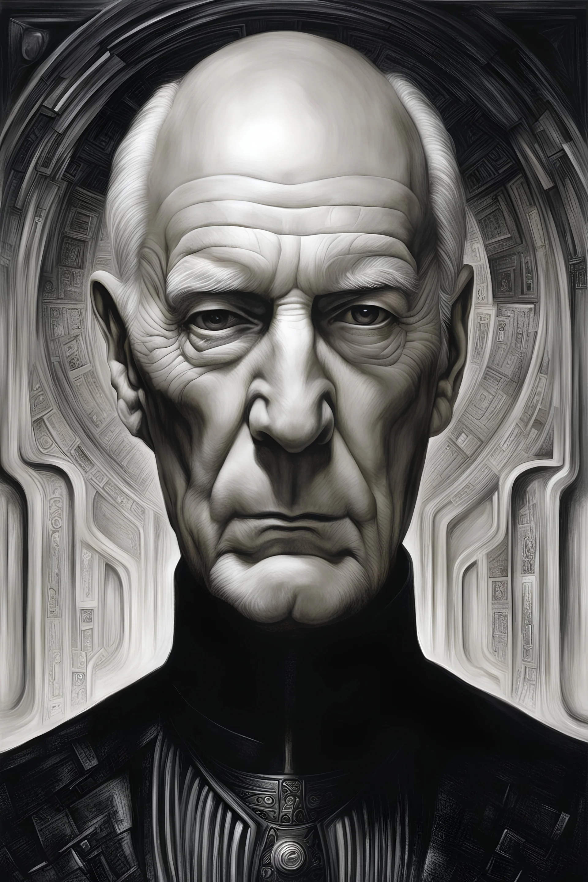 portrait of picard by giger