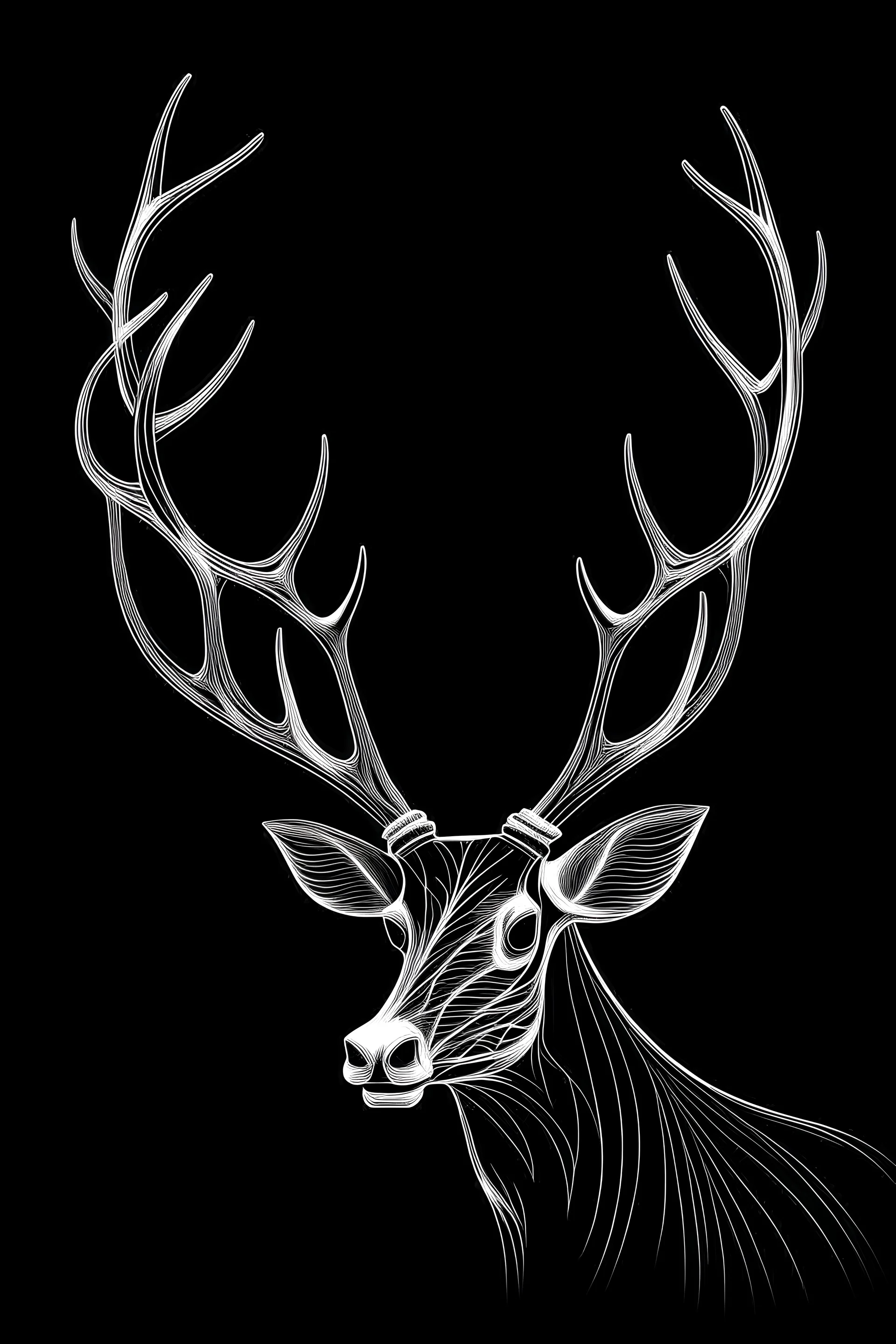 antler outline in white black backround