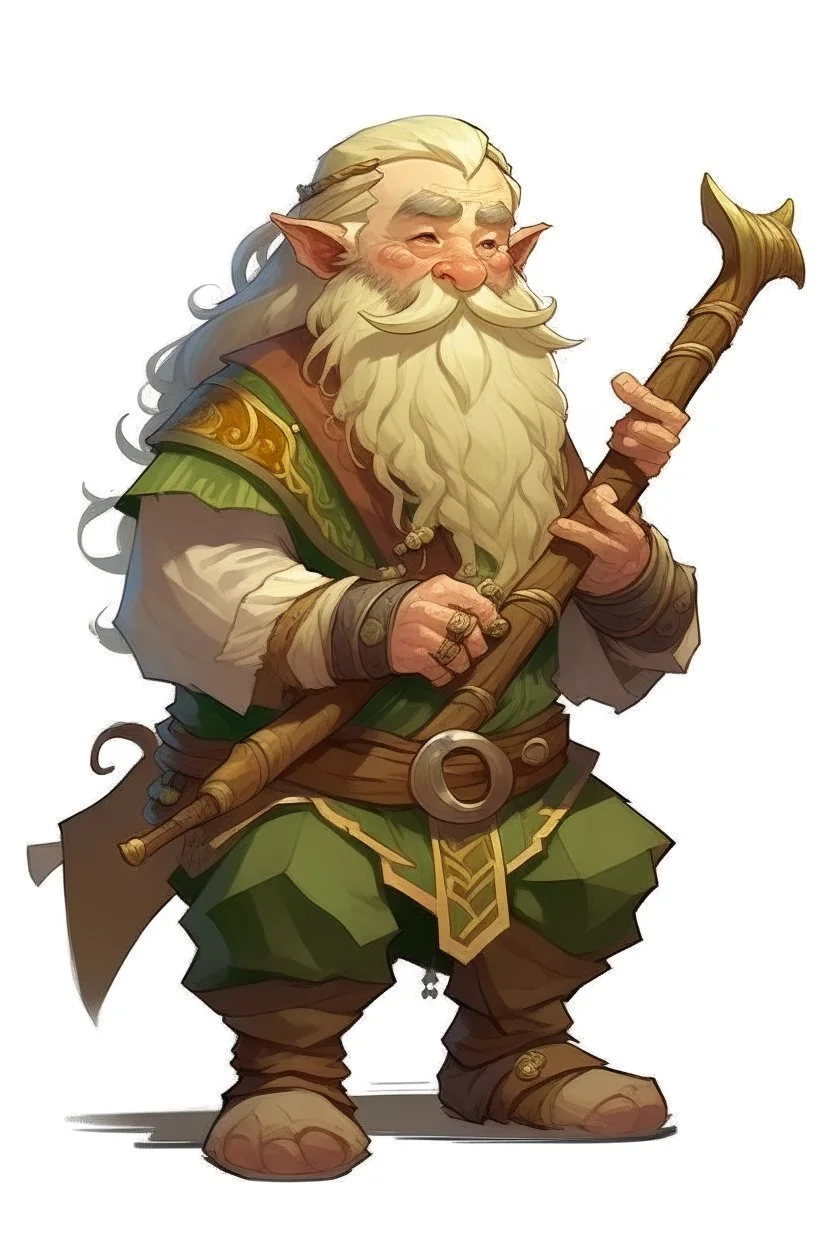 young blonde bard mountain dwarf with godlikeflute dnd