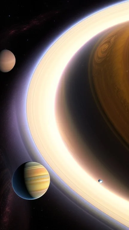 heart-shaped planet in space, with saturn rings , photorealistic