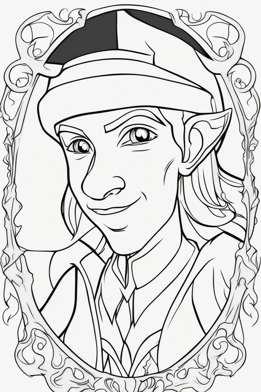 coloring page for kids, Elves, cartoon style, thick outline, low details, no shading, no color