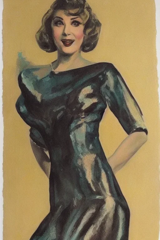 Portrait lady, full body shot, full-color medium shot style of Rudy Nappi