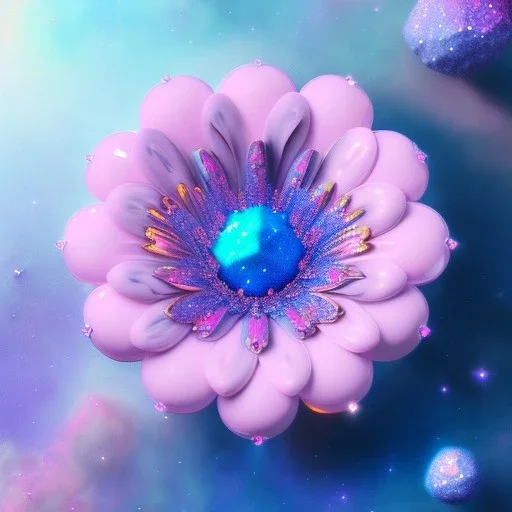  glitter and cristal flower pink and blue in a galactic ambiance, delicate colors in the foreground, full of details, smooth, light effect，vaporwave colorful, smooth, extremely sharp detail, finely tuned detail, ultra high definition, 8 k, unreal engine 5, ultra sharp focus