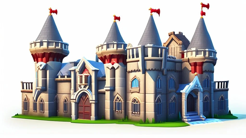 Factory building for party decoration. festive building, castle like, realistic