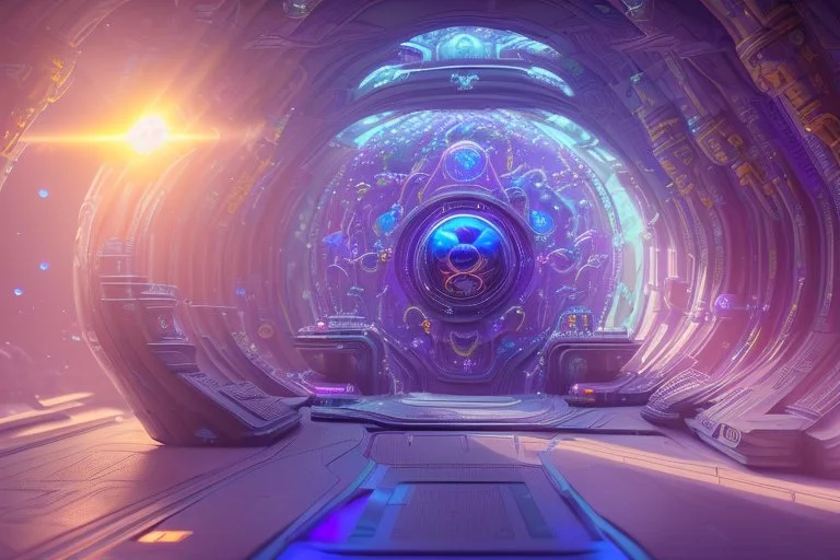 blue and purple crystal cosmic and galactic ambiance cinema4d sci-fi futuristic tunnel, full of details, smooth, bright sunshine，soft light atmosphere, light effect，vaporwave colorful, concept art, smooth, extremely sharp detail, finely tuned detail, ultra high definition, 8 k, 16k, unreal engine 5, ultra sharp focus