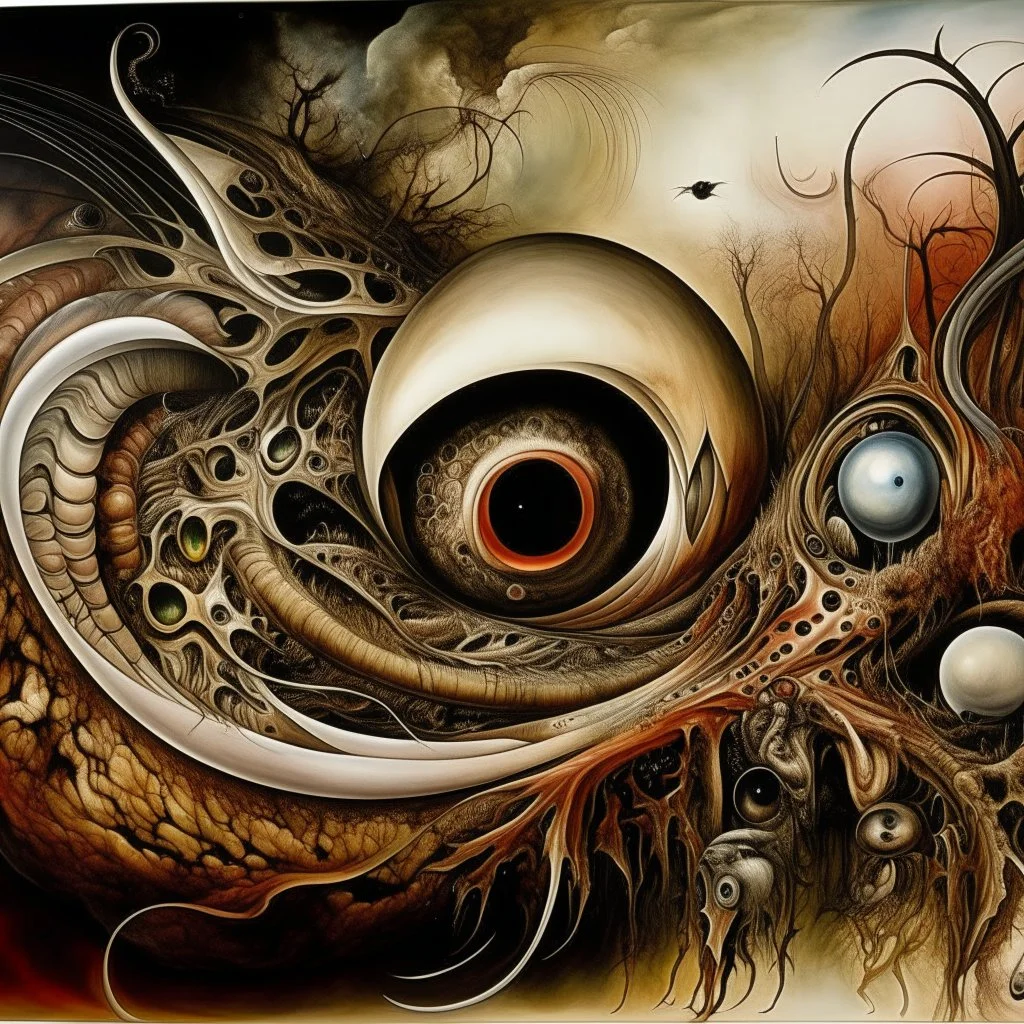 recursive alien worm eschatology, complex composition, by Lee Bontecou, abstract surreal art