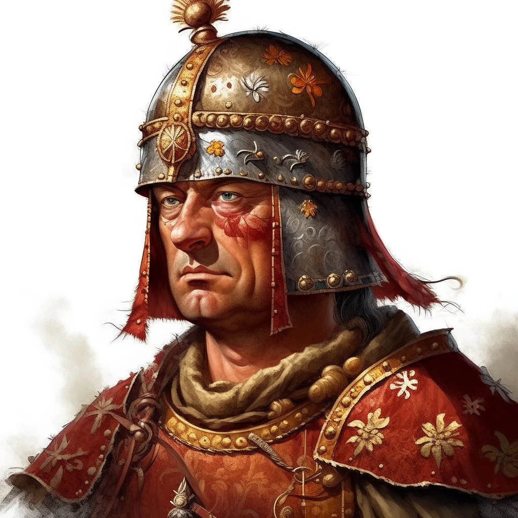 fantasy, portrait, face, town guardsman, early medieval, white background