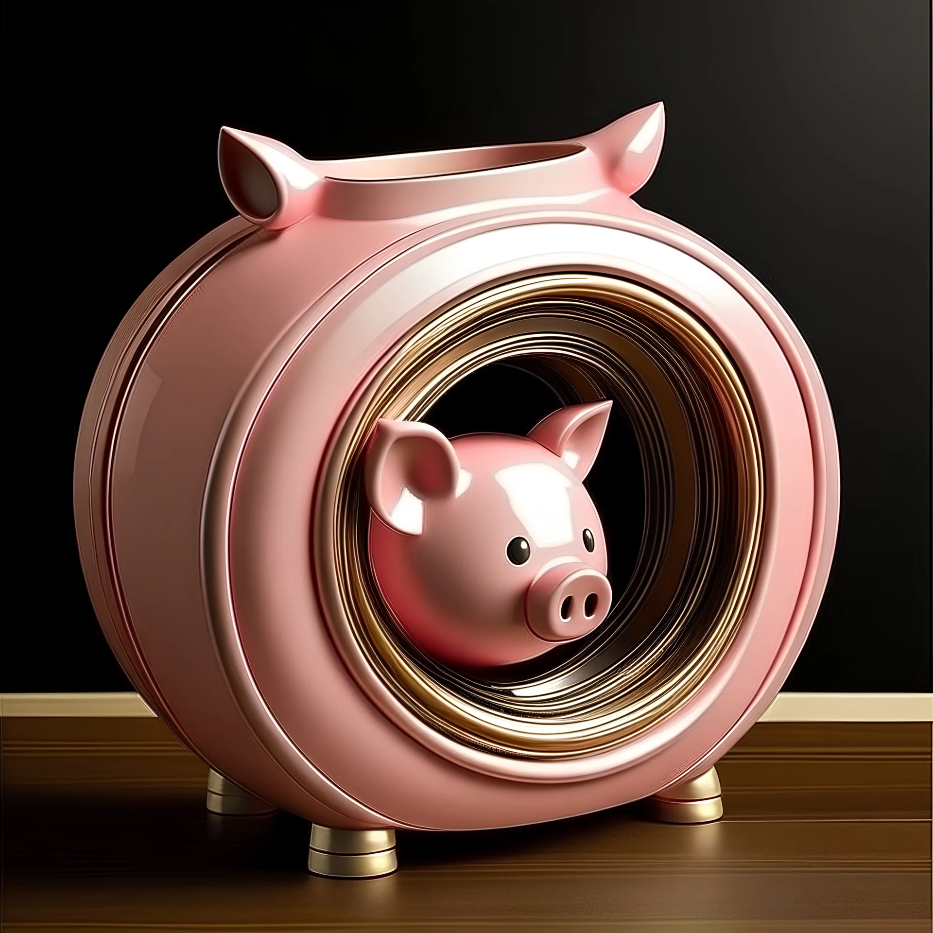 circular picture frame, piggy bank