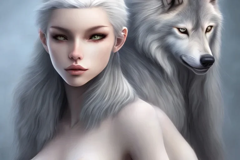 grey haired wolf girl