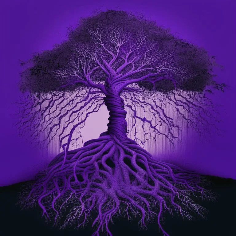 trees with roots connected purple