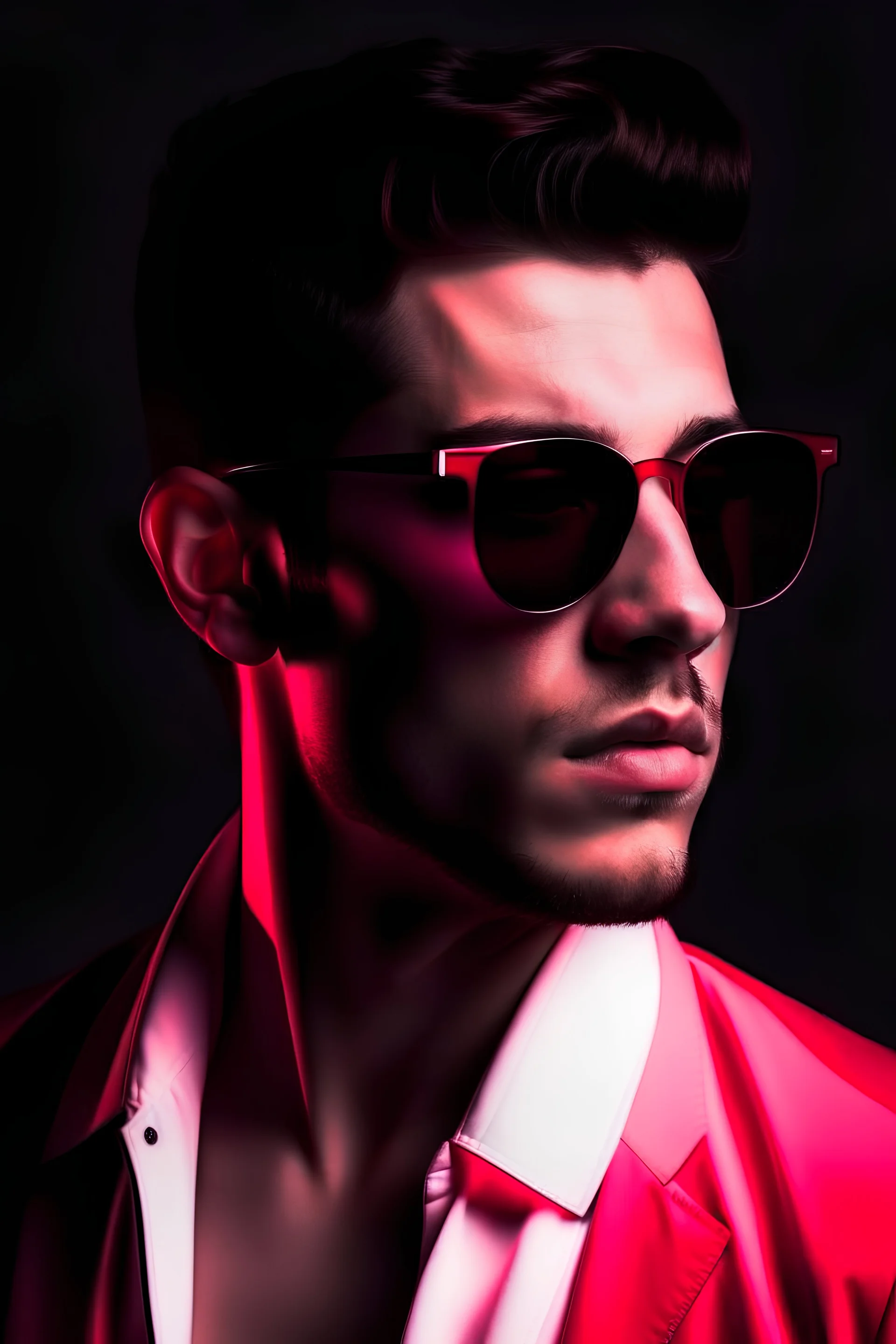 Reference, Hot guy, in dark red and white shades