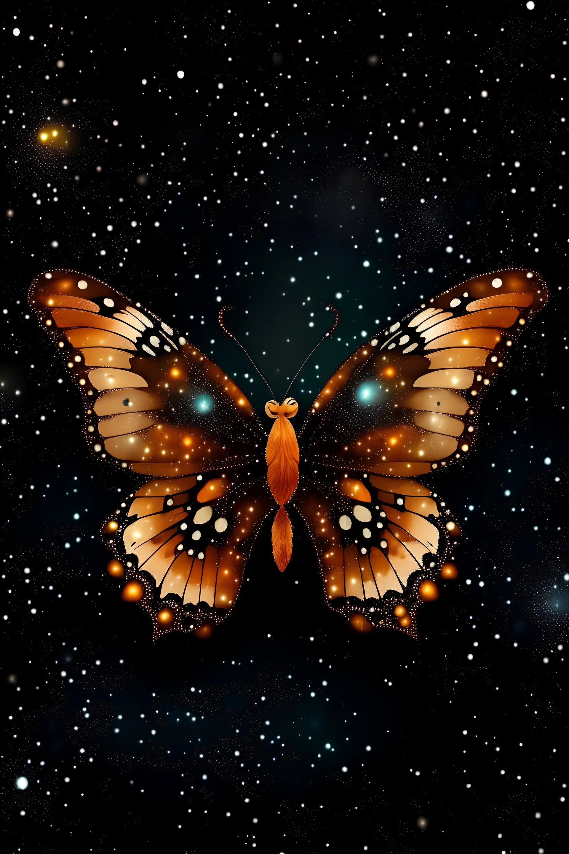 borboleta cercada de estrelas