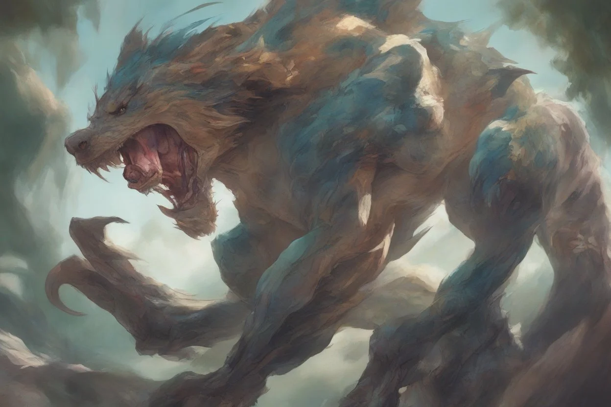 hyper-closeup Chimera beast character, in the style of Artgerm, Stanley Lau, energetic brushwork, elaborate details, semi-realism, dynamic compositions, anime-inspired, powerful, layered textures, graphic novel aesthetic