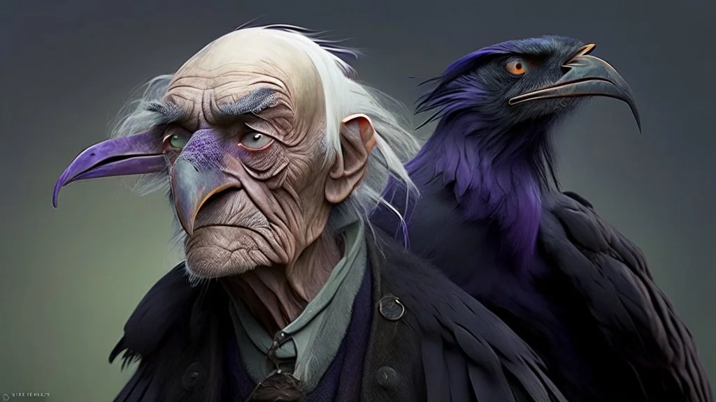 hybrid of a dumb looking old man and a Raven