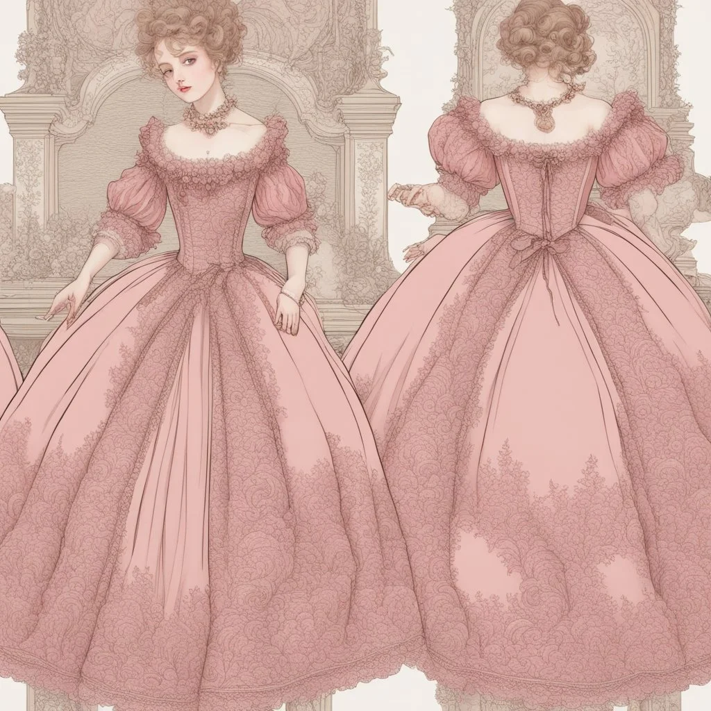 baroque art aesthetic pink dress