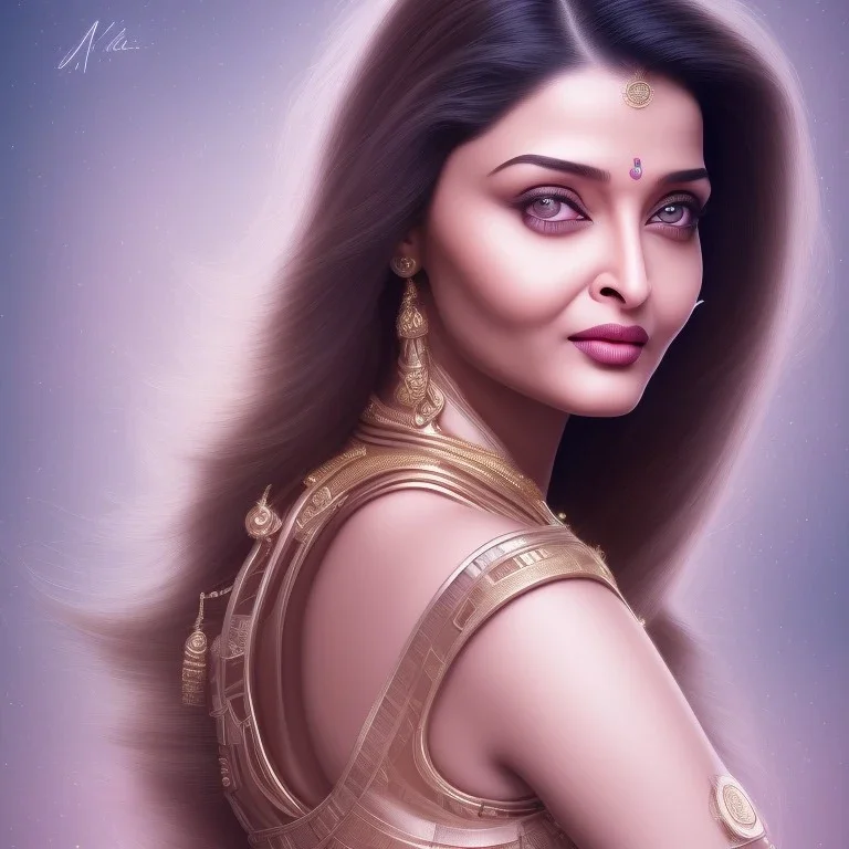 beautiful indian actress aishwarya rai , head, women, portrai, tron sketch of a girl on lined paperA beautiful one nude body of a make up smiling woman blond long hair, alone, high key lighting, volumetric light high details with white stripes and blue eye, smiling with plump pink lips, flowers around, unreal engine petit prince belle fine, profil de trois quart, grand front cosmique, peau bleu cristalline, yeux bleu