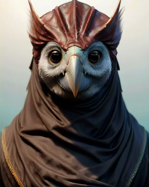 "twitter, mysterious Kenku male, bird, full-scale head and shoulders portrait, 8k resolution concept art portrait by Greg Rutkowski, Artgerm, WLOP, Alphonse Mucha dynamic lighting hyperdetailed intricately detailed Splash art trending on Artstation triadic colors Unreal Engine 5 volumetric lighting Splash art fantasy"