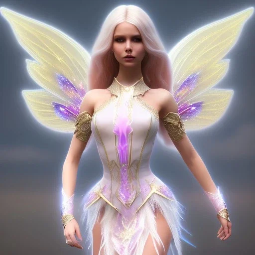 beautiful fairy very etheric, nice smiling, long blond hair, magic glamour pink make up, delicate colors, complete vision of very transparent and big wings, beautiful glamour transparent dress, ultra sharp focus, 8k, unreal engine 5, extremely sharp detail, light effect, soft light atmosphere, smooth, full of details, face in front, complete vision of face and hair and of the body