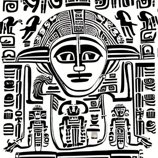 mix between maya glyphs and hieroglyphs