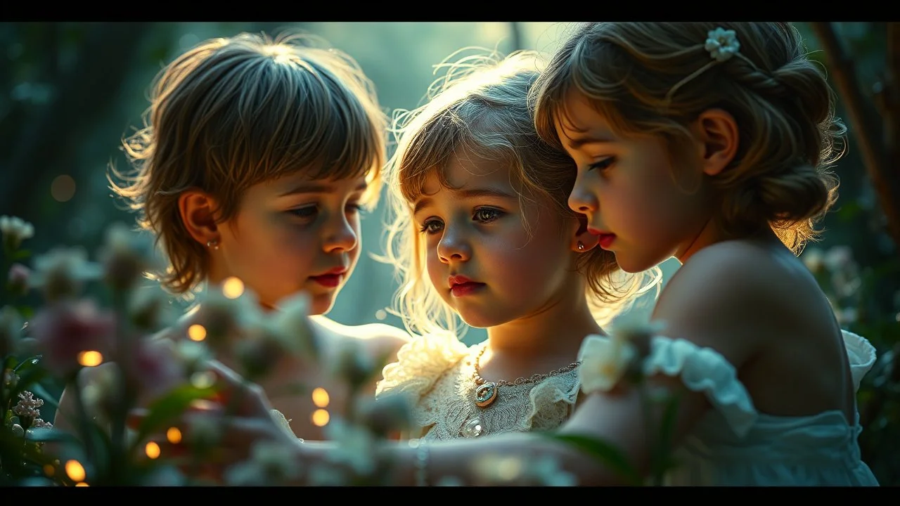 Beautiful "Brave New World", (Aldous Huxley), children, devotion, love, companionship, exquisite composition, beauty, magic, fantasy, close foreground detail, beautiful intricate insanely detailed octane render, 16k artistic photography, photorealistic concept art, soft natural volumetric cinematic perfect light, chiaroscuro, award-winning photograph, masterpiece