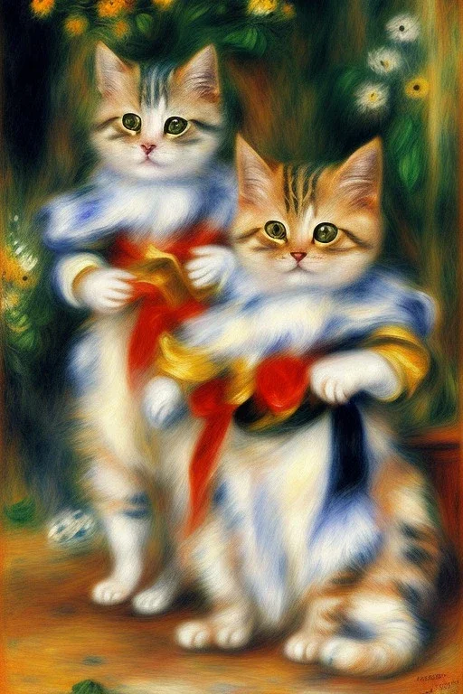 Two cute cats (on a terrace) Auguste Renoir